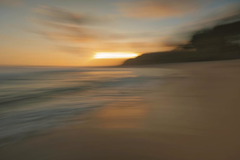 Abstract long exposure of a sunset at Savinia beach in Mauritius, with blurred motion creating a dreamy and surreal effect