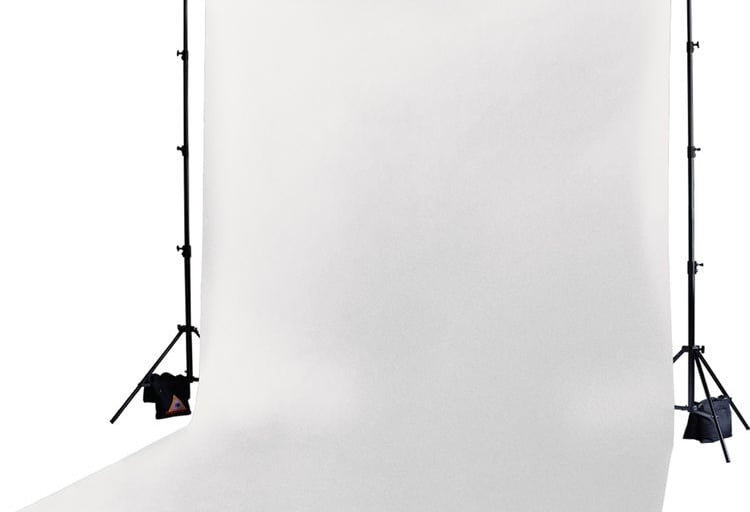 Backdrop set-up for photographing actors for movie poster