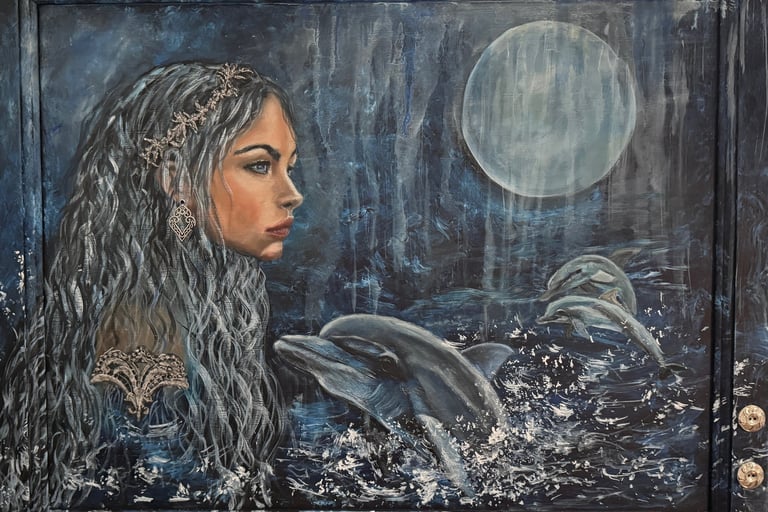 “Song of the Sea Sisters” oil painting. Part of the Sacred Kindship series.