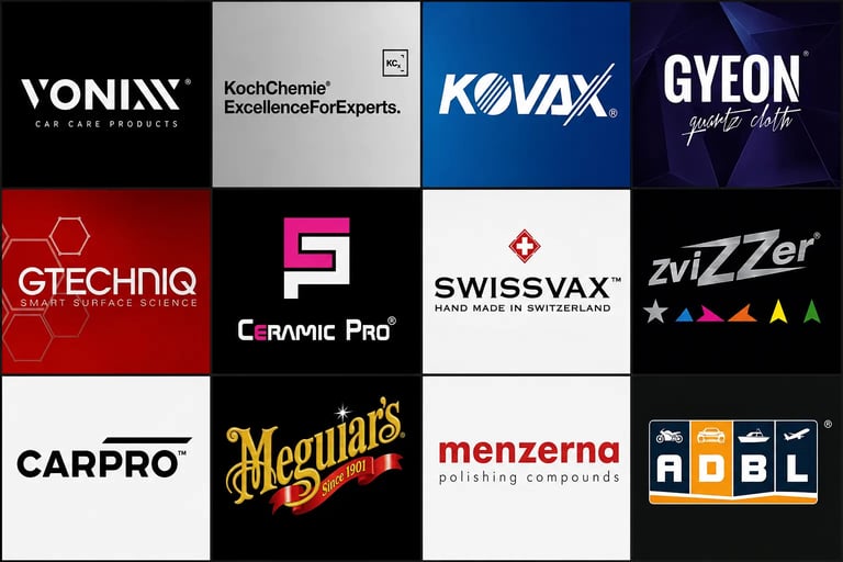 Vonixx Koch Chemie Kovax GYEON Gtechniq Ceramic Pro Swissvax ZviZZer CarPro Meguiar's Menzerna ADBL