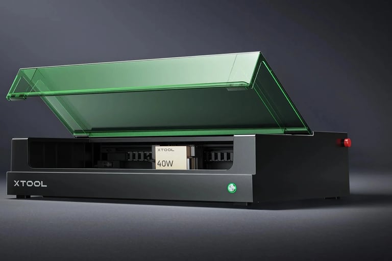 xTool S1 laser cutter machine operating in a digital fabrication lab in Oman