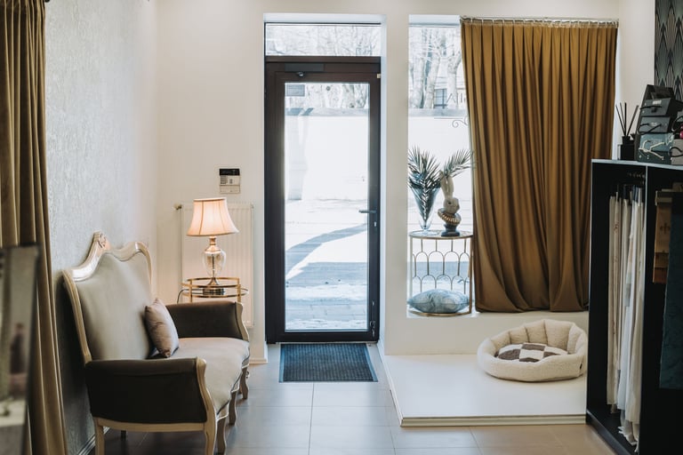 Salono užuolaidos, interjeras