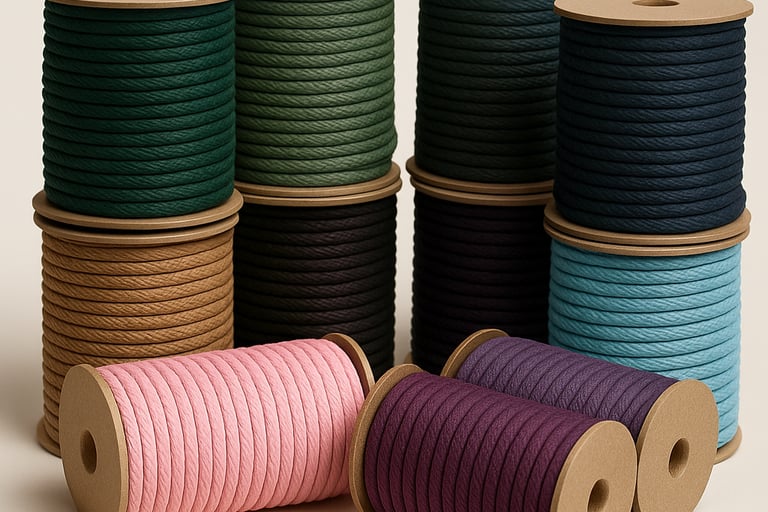 braided eco paper rope rolls in assorted colors
