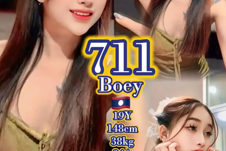 Collage of a young Asian woman with long brown hair, featuring text overlays and a Laos flag icon.