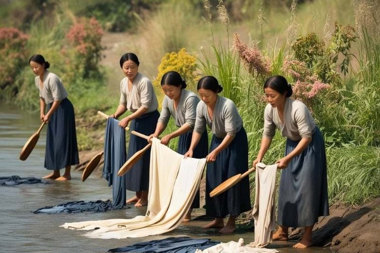 Các chị em giặt giũ bên sông