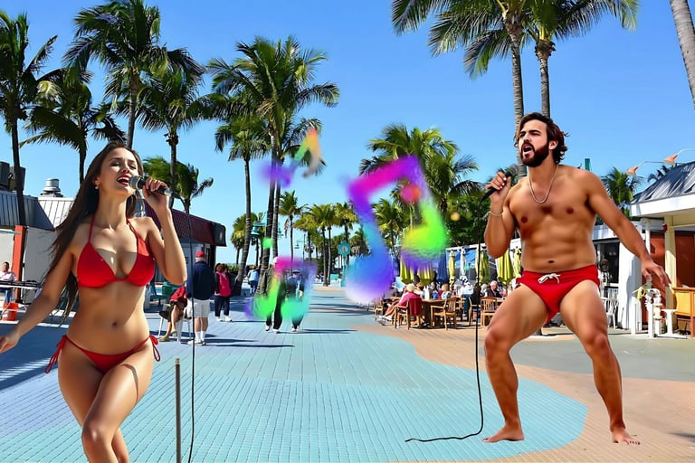 Singing in Public in a Swimsuit