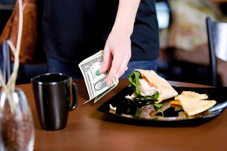 Tipping at a table service meal