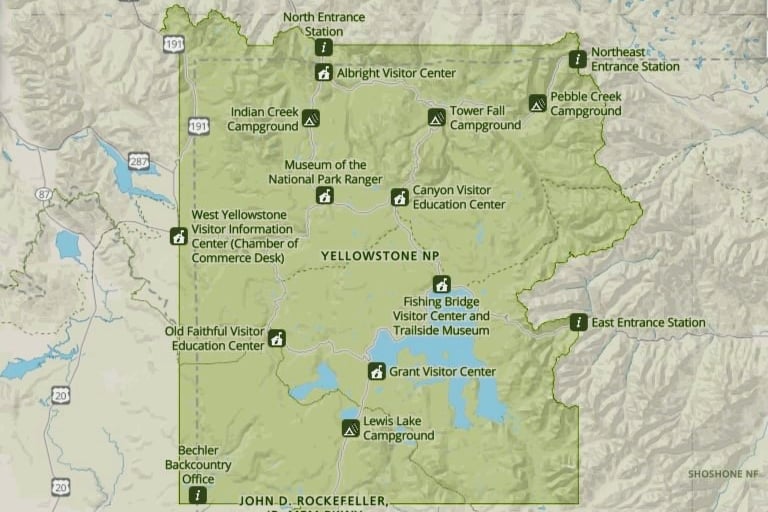 a map of Yellowstone National Park