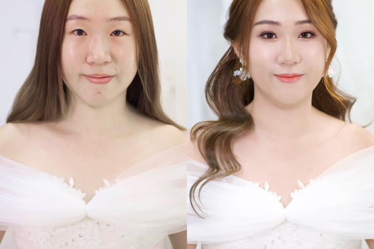 香港婚禮新娘化妝師新娘造型妝前妝後對比