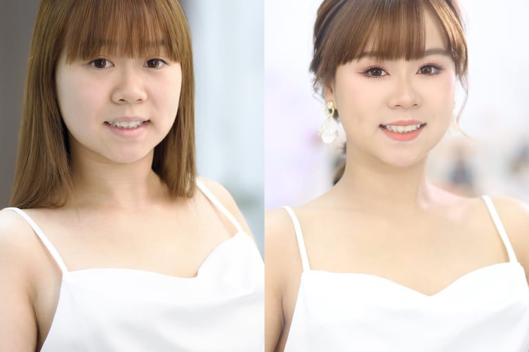 香港婚禮新娘化妝師新娘造型妝前妝後對比