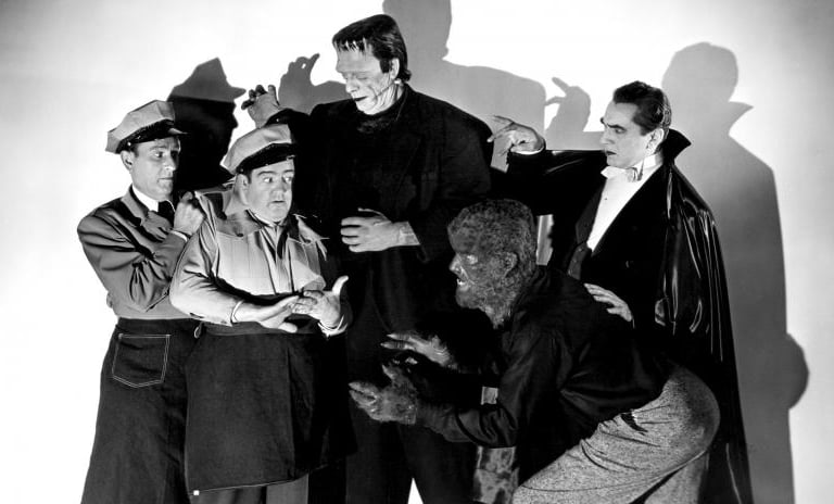 Abbott & Costello menaced by the Universal Monsters