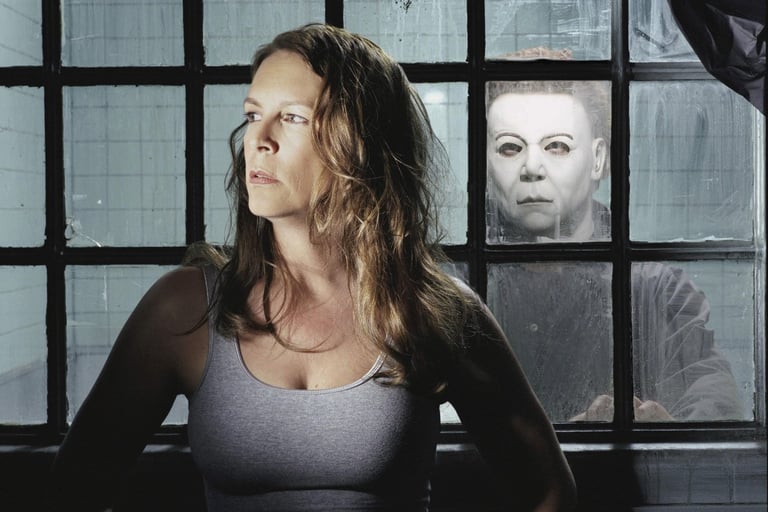 Laurie Strode (Jaime Lee Curtis) with Michael Myers