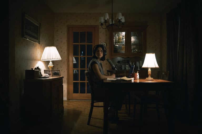 Evie (Nina Kiri) alone in the dark