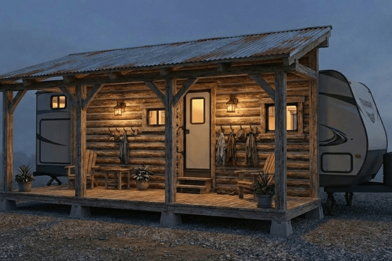 Custom Hard Awning builder (Rustic cabin)