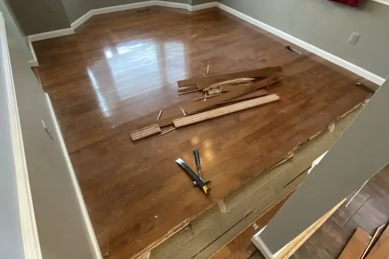 hardwood floor demolition.