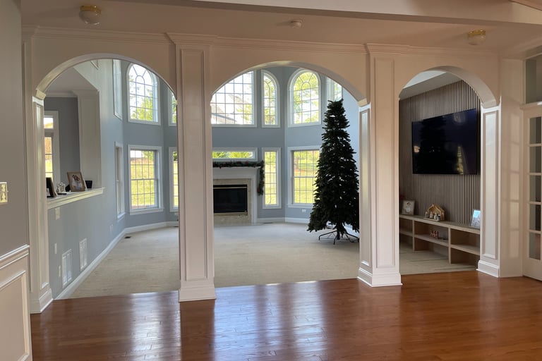 Custom interior arches, columns, and architectural trim in a Monmouth County, NJ home