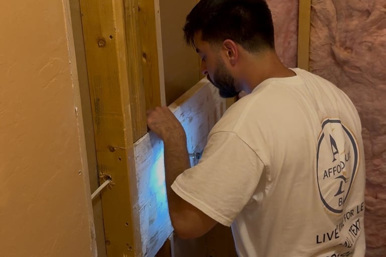 Installing structural backing inside the walls in shower