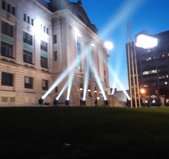Searchlights on movie set batman 