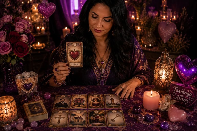 Cartas na mesa para consulta com taróloga baralho cigano do amor