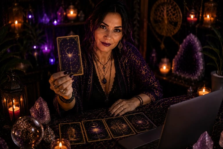 Pessoa usando smartphone para encontrar taróloga perto de mim