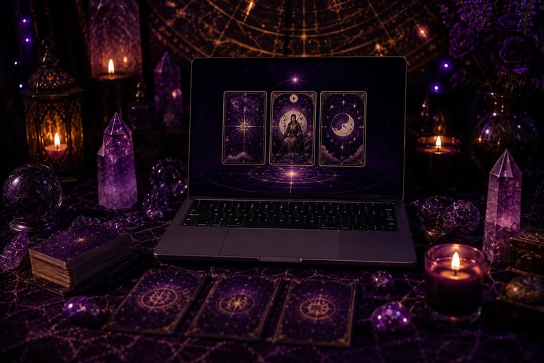Carta de tarot do dia em leitura virtual interativa na internet