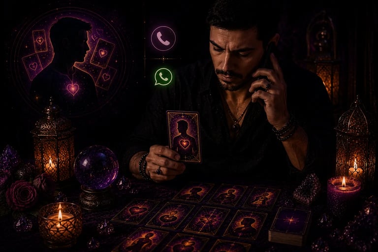 Consulta de Tarot sobre os sentimentos dele ao vivo por telefone e WhatsApp