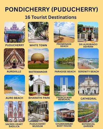 Puducherry 16 Tourist Destinations. South India Drop Taxi Service