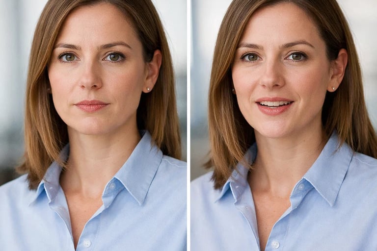 a woman before and after a face swapping