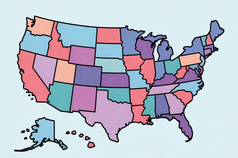 United States physician dispensing state regulations map.