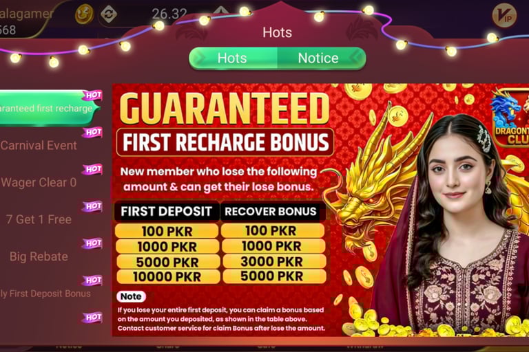 DragonTiger Club casino game in Pakistan with high deposit bonus and events