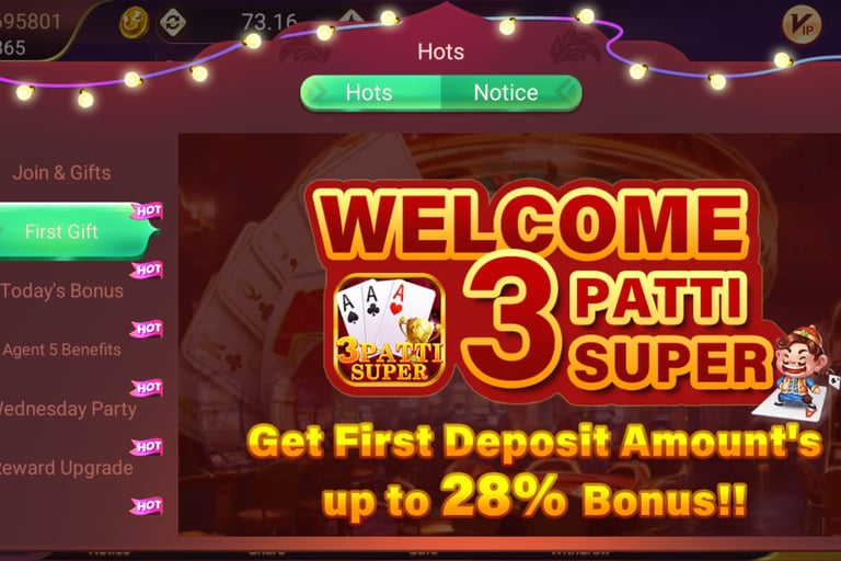 3 Patti Super online game in Pakistan with 28 percent deposit cashback