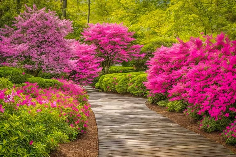 a wooden path leading to a wooden walkway