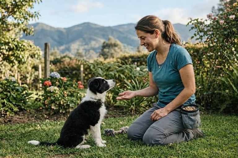 Cachorro Border Collie en entrenamiento