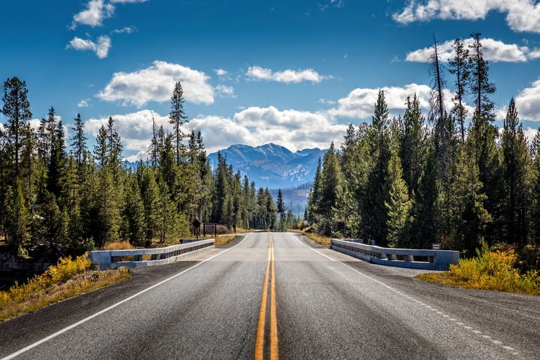 empty road in desolate wyoming