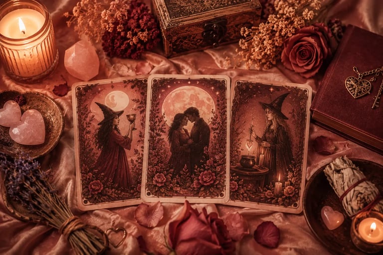 Leitura de Tarot das Bruxas para o amor realizada ao vivo por ligação de WhatsApp