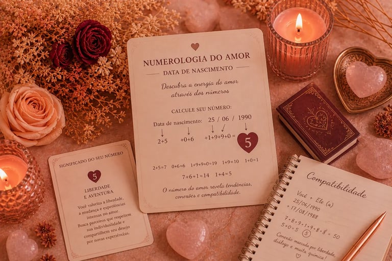 Cálculo de numerologia do amor usando nome de batismo e data de nascimento