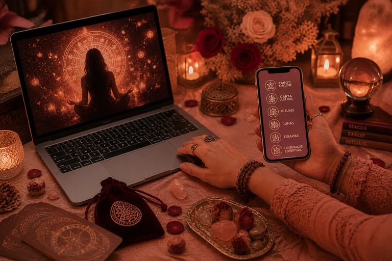 Serviços esotéricos online com consultas de tarot, numerologia e oráculos tradicionais 