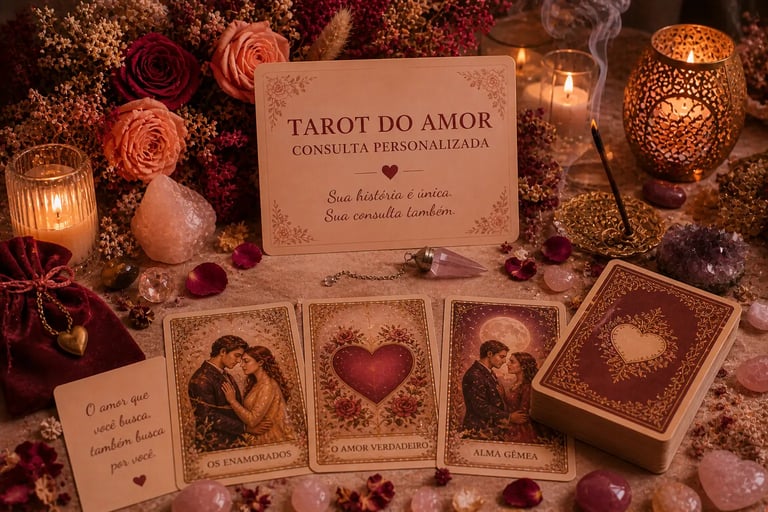 Consulta personalizada de tarot do amor online com análise profunda de sentimentos e compatibilidade