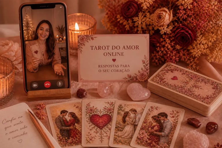 Consulta de tarot do amor online para respostas sobre relacionamentos e futuro