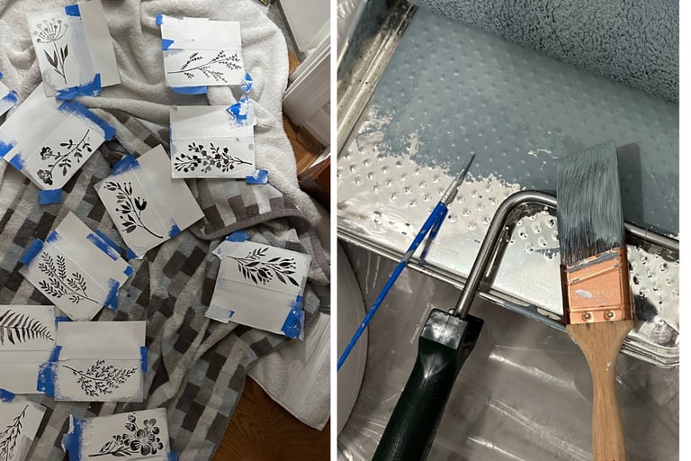 Half Bath DIY Wall Stenciling on a Budget