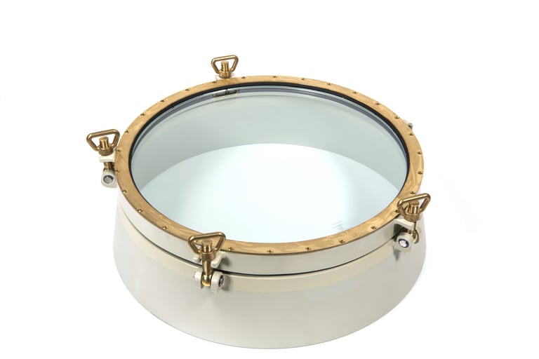 Extra Large 600mm opening porthole Steel and brass