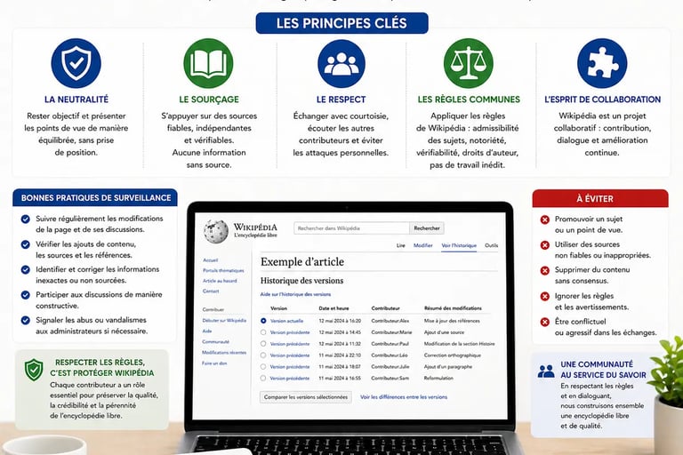 Infographie présentant la surveillance et respect des règles communautaires