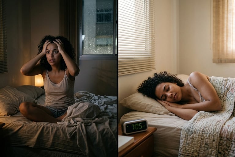 pessoa com dificuldade para dormir à noite insônia no quarto escuro