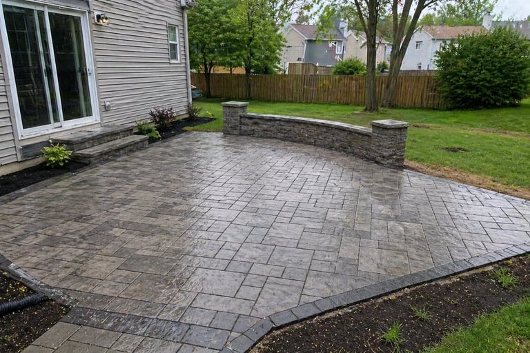 paver patio installation in Grand Rapids, MI backyard