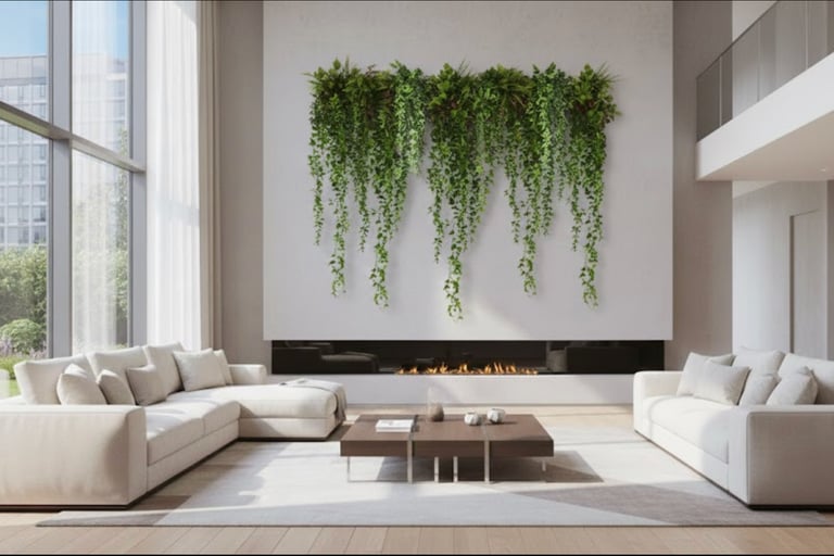 UV-resistant synthetic ivy wall for Florida outdoor spaces.