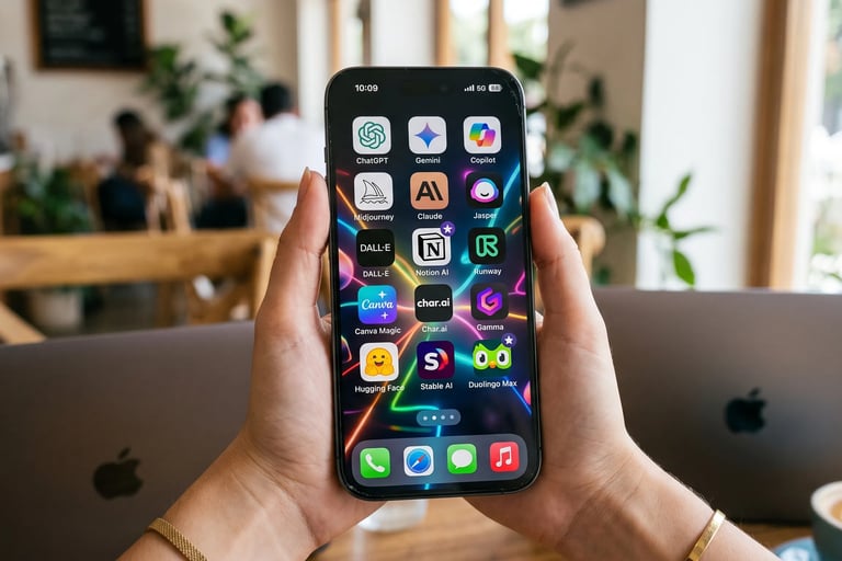 teléfono con ícono de inteligencia artificial 