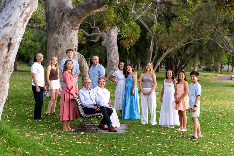 A family of three generations at Matilda Bay portrait by Fisher Photography