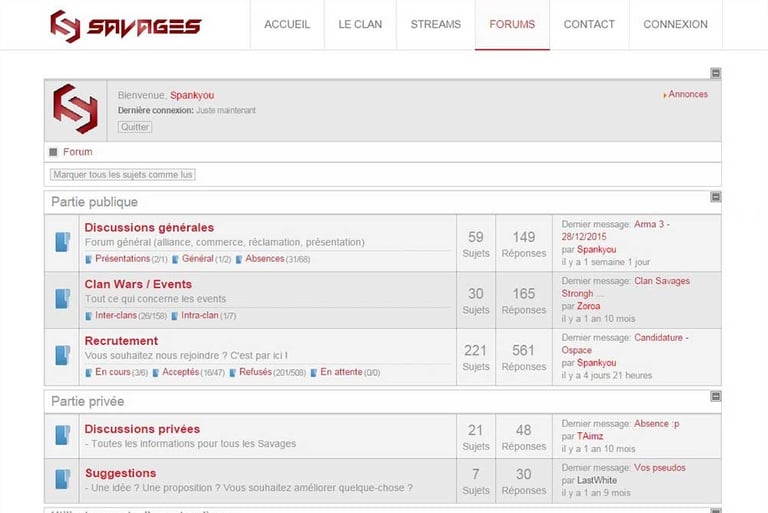 Clan Aegis France site web en 2012
