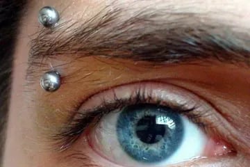 Safe eyebrow piercing performed with hypoallergenic jewellery