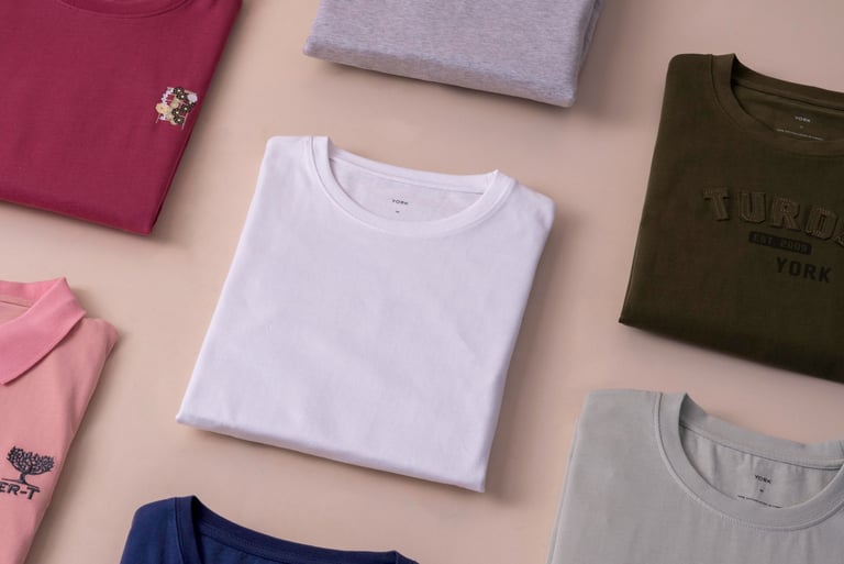 a variety of t - shirts and polo shirts